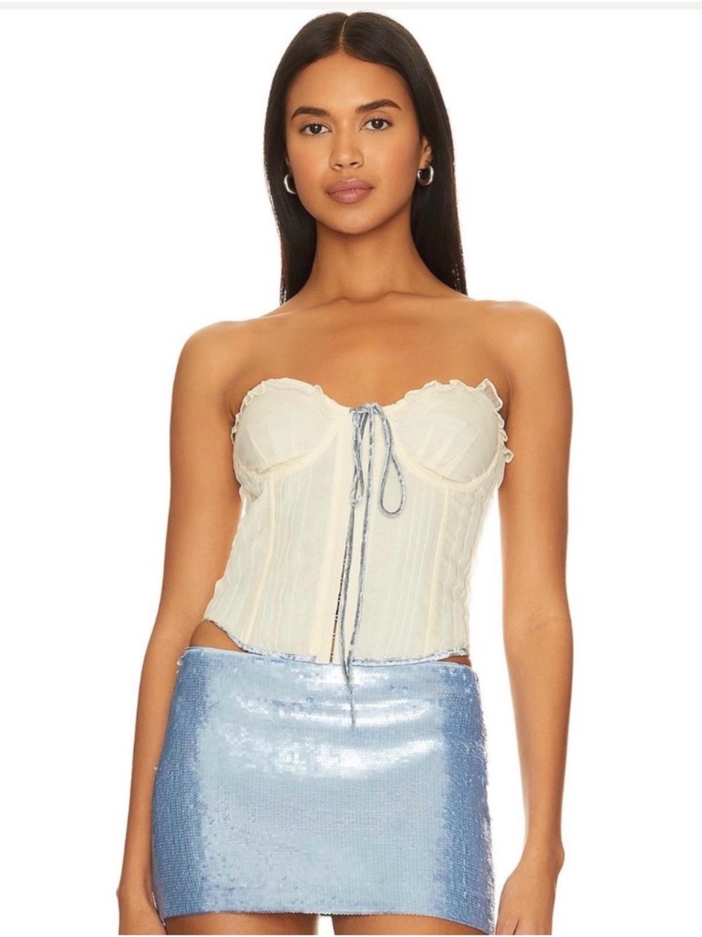 Danielle Guizio Pintuck Corset in Cream